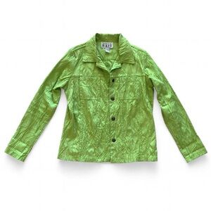 KEREN hart Lime Green Textured Button Jacket